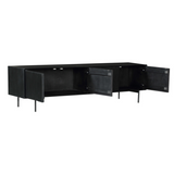 Tv-meubel - Zwart - Mangohout - 210 cm - 4 Deuren