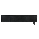 Tv-meubel - Zwart - Mangohout - 210 cm - 4 Deuren