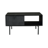 Salontafel - Vierkant - Zwart - Mangohout - 80 cm - 2 Lades - 1 Open Vak