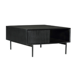 Salontafel - Vierkant - Zwart - Mangohout - 80 cm - 2 Lades - 1 Open Vak