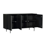 Dressoir - Zwart - Mangohout - 165 cm - 3 Deuren