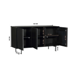 Dressoir - Zwart - Mangohout - 165 cm - 3 Deuren