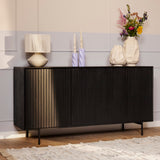 Dressoir - Zwart - Mangohout - 165 cm - 3 Deuren