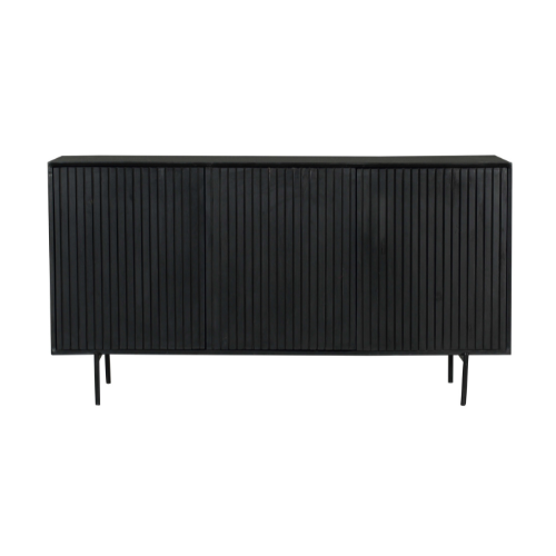 Dressoir - Zwart - Mangohout - 165 cm - 3 Deuren