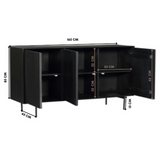 Dressoir - Zwart - Mangohout - 165 cm - 3 Deuren