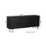 Dressoir - Zwart - Mangohout - 210 cm