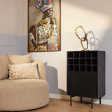 Wijnkast - Zwart - Mangohout - 55 cm