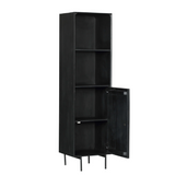 Boekenkast - Zwart - Mangohout - Metaal - 55 cm - 1 Deur - 2 Open Vakken