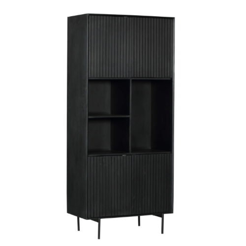 Vakkenkast - Zwart - Mangohout - 90 cm