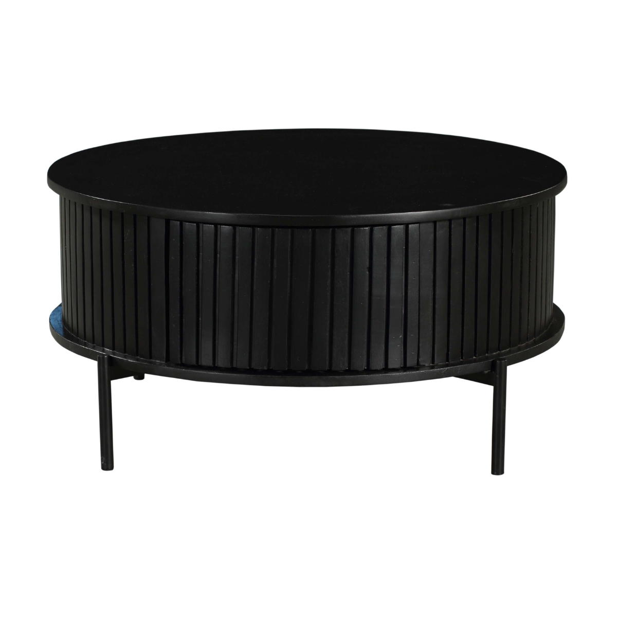 Salontafel - Rond - Zwart - Mangohout - 80 cm - 2 Lades