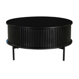 Salontafel - Rond - Zwart - Mangohout - 80 cm - 2 Lades