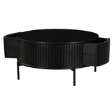 Salontafel - Rond - Zwart - Mangohout - 80 cm - 2 Lades