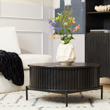 Salontafel - Rond - Zwart - Mangohout - 80 cm - 2 Lades