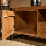 Tv-meubel - Mangohout - Metaal - met Deur en Open vak - 110 cm