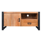 Tv-meubel - Mangohout - Metaal - met Deur en Open vak - 110 cm