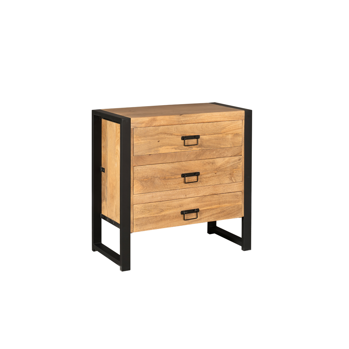 Industriële Ladekast Naturel Mangohout - 80 cm - 3 Laden