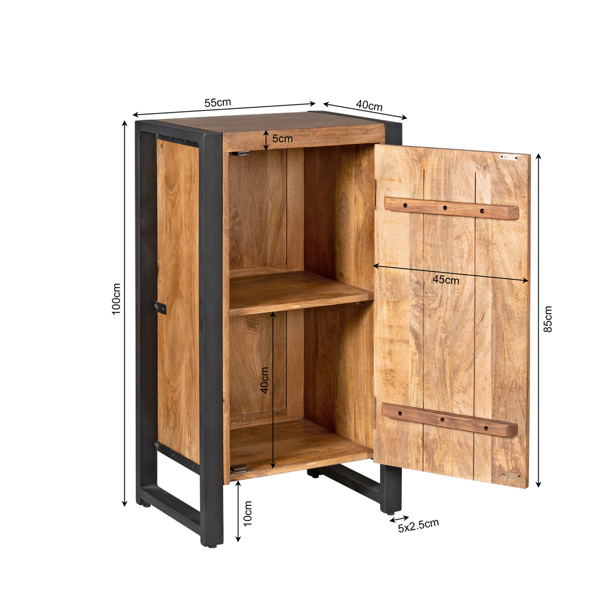 1. Title Halkast Boaz met Deur - Naturel Mangohout - 100 cm - Industrieel