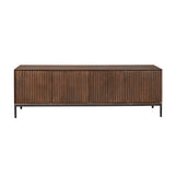 TV-meubel - Bruin Mangohout - 165 cm - Verticaal Lattenpatroon - 3 Deuren