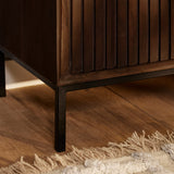 TV-meubel - Bruin Mangohout - 165 cm - Verticaal Lattenpatroon - 3 Deuren