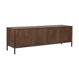 TV-meubel - Bruin Mangohout - 165 cm - Verticaal Lattenpatroon - 3 Deuren