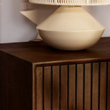 TV-meubel - Bruin Mangohout - 165 cm - Verticaal Lattenpatroon - 3 Deuren