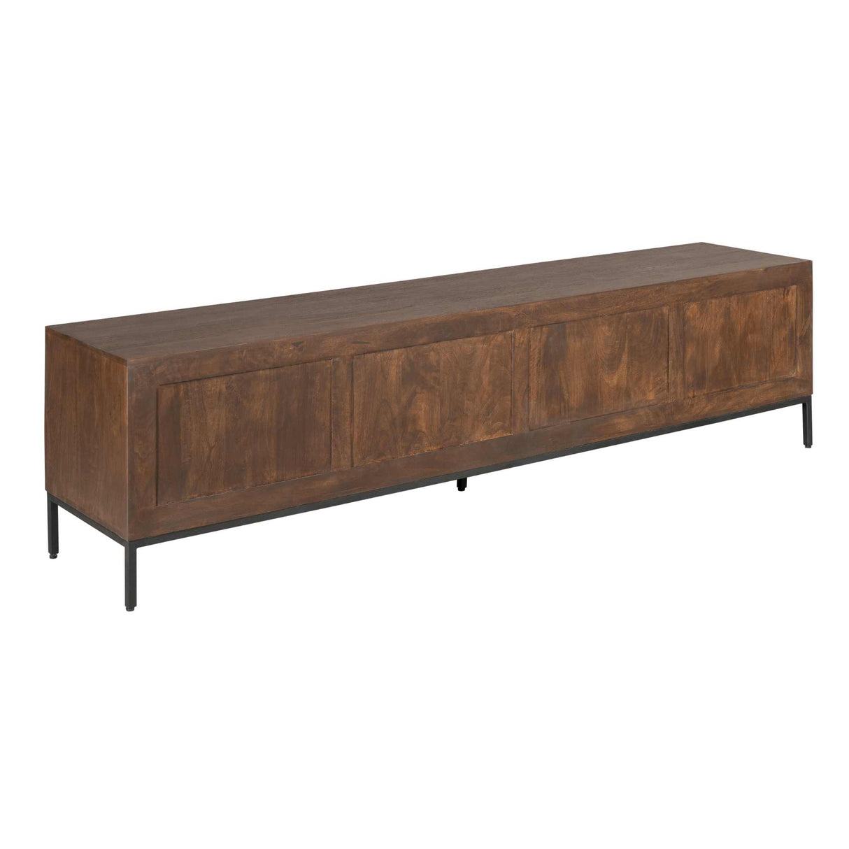 TV-meubel - Bruin Mangohout - 210 cm - Verticaal Lattenpatroon - 4 Deuren