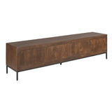TV-meubel - Bruin Mangohout - 210 cm - Verticaal Lattenpatroon - 4 Deuren
