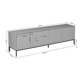 TV-meubel - Bruin Mangohout - 210 cm - Verticaal Lattenpatroon - 4 Deuren