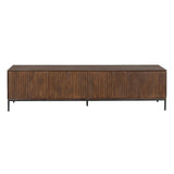 TV-meubel - Bruin Mangohout - 210 cm - Verticaal Lattenpatroon - 4 Deuren