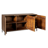 Dressoir - Bruin Mangohout - 165 cm - Verticaal Lattenpatroon - 3 Deuren