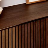 Dressoir - Bruin Mangohout - 165 cm - Verticaal Lattenpatroon - 3 Deuren