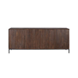 Dressoir - Bruin Mangohout - 210 cm - Verticaal Lattenpatroon - 4 Deuren
