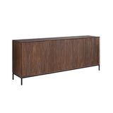 Dressoir - Bruin Mangohout - 210 cm - Verticaal Lattenpatroon - 4 Deuren