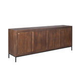 Dressoir - Bruin Mangohout - 210 cm - Verticaal Lattenpatroon - 4 Deuren