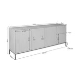 Dressoir - Bruin Mangohout - 210 cm - Verticaal Lattenpatroon - 4 Deuren