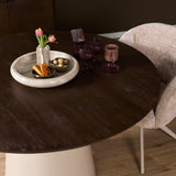 Ronde Eettafel - Volledig Bruin Mangohout - 130 cm - Conische Houten Poot