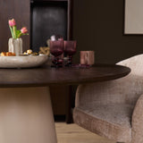 Ronde Eettafel - Bruin Mangohout - 150 cm - Zandkleurige Conische Poot