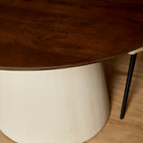 Ronde Eettafel - Volledig Bruin Mangohout - 130 cm - Conische Houten Poot