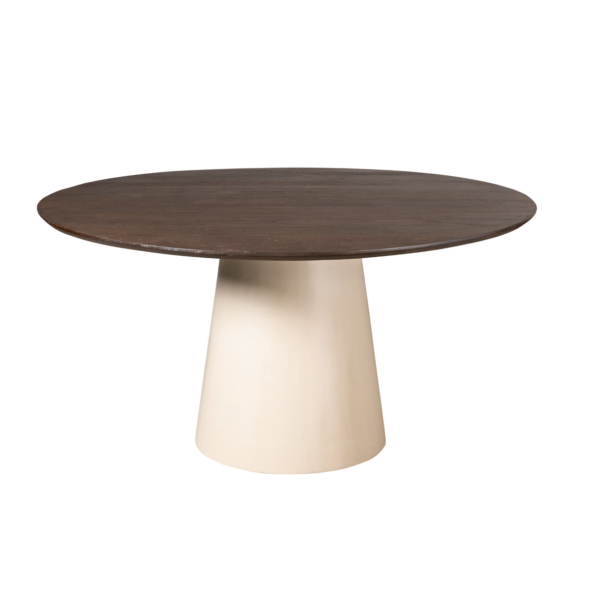 Ronde Eettafel - Bruin Mangohout - 150 cm - Zandkleurige Conische Poot