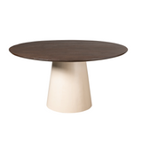 Ronde Eettafel - Bruin Mangohout - 150 cm - Zandkleurige Conische Poot