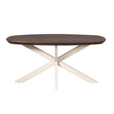Deens Ovale Eettafel - Bruin Mangohout - 160 cm - Zandkleurige Metalen Spiderpoot
