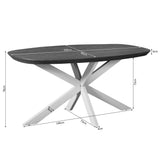 Deens Ovale Eettafel - Bruin Mangohout - 160 cm - Zandkleurige Metalen Spiderpoot
