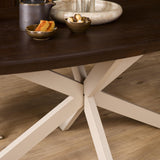 Deens Ovale Eettafel - Bruin Mangohout - 160 cm - Zandkleurige Metalen Spiderpoot