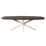 Deens Ovale Eettafel - Bruin Mangohout - 240 cm - Zandkleurige Metalen Spiderpoot