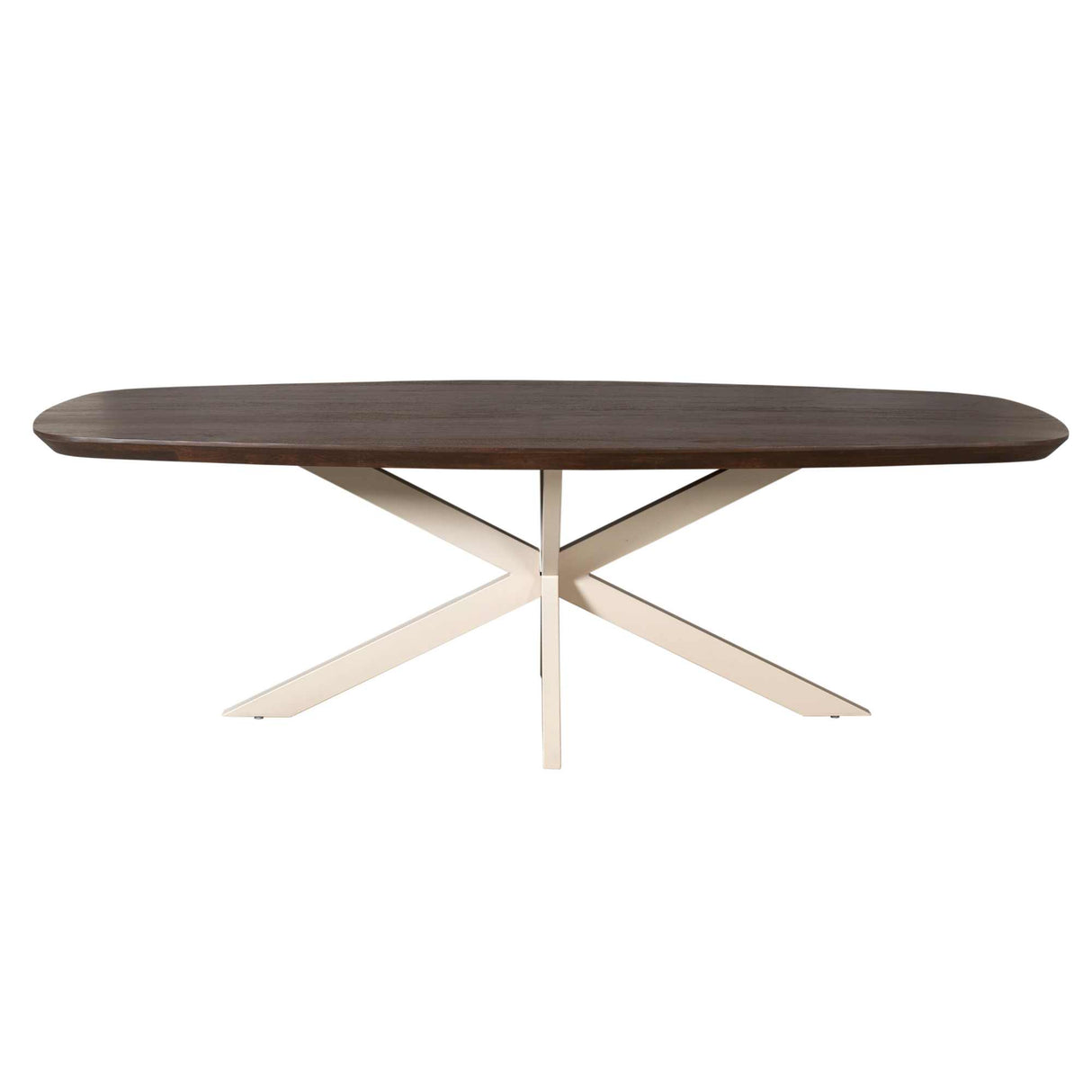 Deens Ovale Eettafel - Bruin Mangohout - 280 cm - Zandkleurige Metalen Spiderpoot