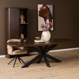 Deens Ovale Eettafel - Bruin Mangohout - 280 cm - Zwarte Metalen Spiderpoot