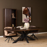 Deens Ovale Eettafel - Bruin Mangohout - 280 cm - Zwarte Metalen Spiderpoot