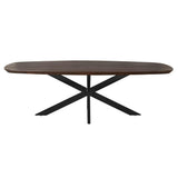 Deens Ovale Eettafel - Bruin Mangohout - 280 cm - Zwarte Metalen Spiderpoot