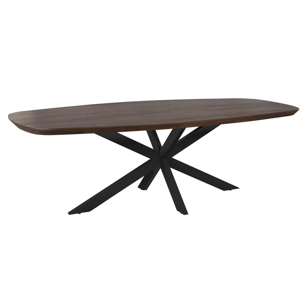 Deens Ovale Eettafel - Bruin Mangohout - 280 cm - Zwarte Metalen Spiderpoot