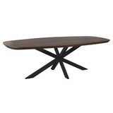 Deens Ovale Eettafel - Bruin Mangohout - 280 cm - Zwarte Metalen Spiderpoot